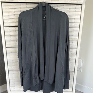 Athleta Pranayama Blue-Gray Open Front Cardigan